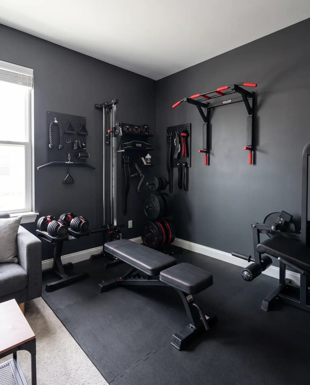 Home gym set up in an apartment